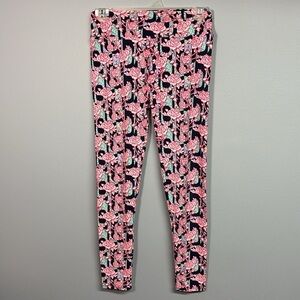 LuLaRoe Pink and Blue Leggings with Vibrant Design